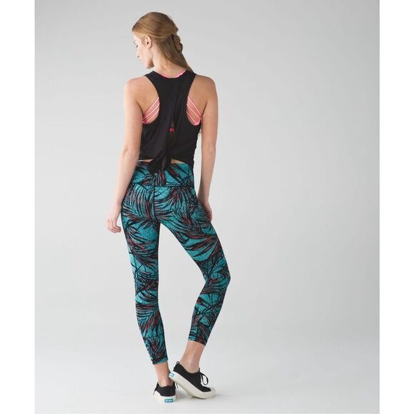 Lululemon High Times Pant Palm Lace Tofino Teal Multi | Size 6 - Picture 1 of 9
